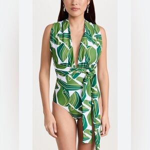 NEW! Diarrablu Infinity One Piece Swimsuit Tropical Green White